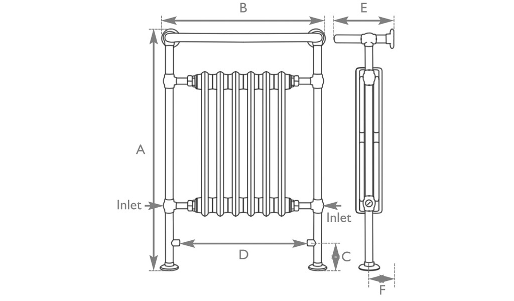 broughton towel rail brushed brass measurements