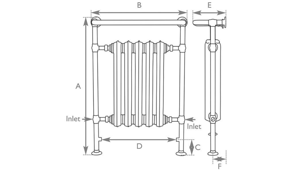 wilsford towel rail brushed bronze measurements